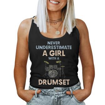 Never Underestimate A Girl Drummer Percussion Musician Girls Women Tank Top - Thegiftio UK