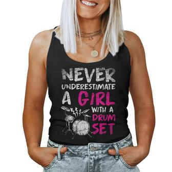 Never Underestimate A Girl With A Drumset Drums Women Tank Top | Mazezy