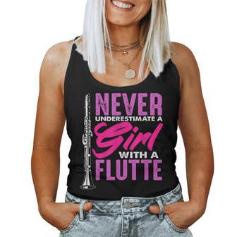 Never Underestimate An Girl With A Flute Cute Girls Women Tank Top - Thegiftio UK