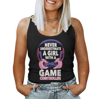 Never Underestimate A Girl With A Game Controller Gaming Women Tank Top - Monsterry