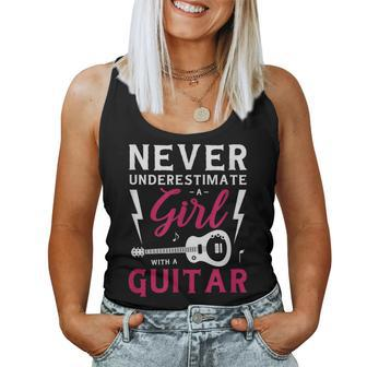 Never Underestimate A Girl With A Guitar Women Tank Top | Mazezy