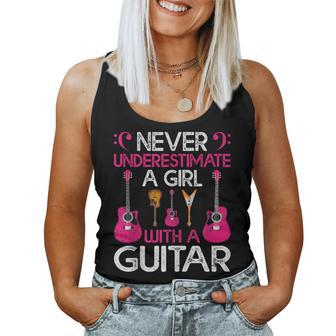 Never Underestimate A Girl With A Guitar Guitarist Women Tank Top | Mazezy