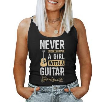 Never Underestimate A Girl With A Guitar Guitarist Women Tank Top - Monsterry