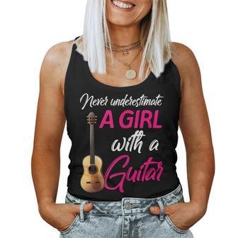 Never Underestimate Girl With Guitar Lover Guitarist Girls Women Tank Top - Thegiftio UK