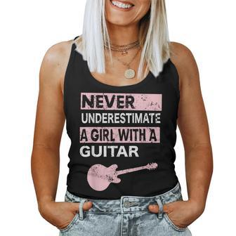 Never Underestimate A Girl With A Guitar For Guitar Players Women Tank Top | Mazezy