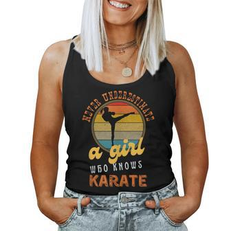 Never Underestimate A Girl Who Knows Karate Retro Karateist Women Tank Top - Thegiftio UK