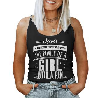 Never Underestimate A Girl With A Pen Author Writer Women Tank Top - Seseable