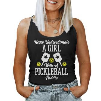 Never Underestimate A Girl With A Pickleball Paddle Women Tank Top | Mazezy