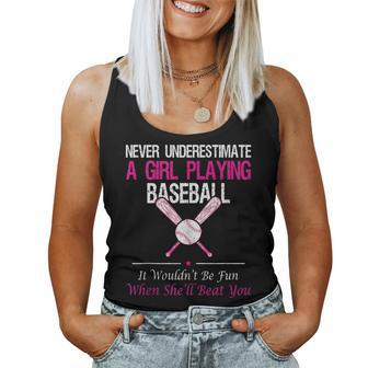 Never Underestimate A Girl Playing Baseball Women Tank Top | Mazezy
