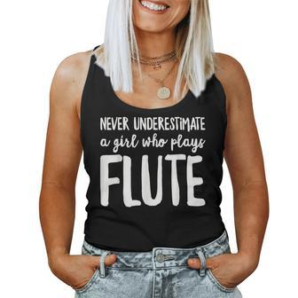 Never Underestimate A Girl Who Plays Flute Player Women Tank Top | Mazezy