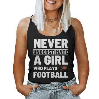 Never Underestimate A Girl Who Plays Football Vintage Women Tank Top - Thegiftio UK