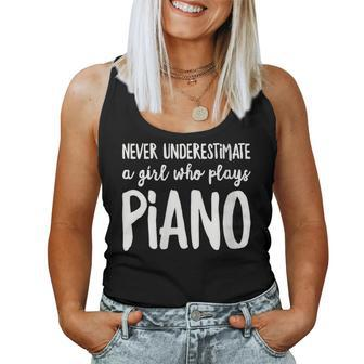 Never Underestimate A Girl Who Plays Piano Player Women Tank Top - Seseable