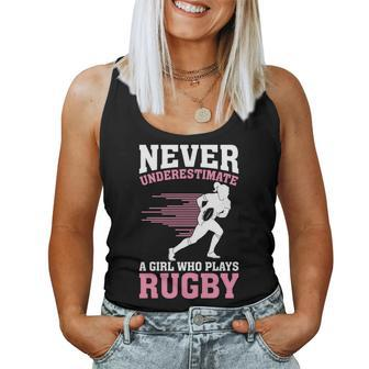Never Underestimate A Girl Who Plays Rugby Rugby Player Girl Women Tank Top | Mazezy