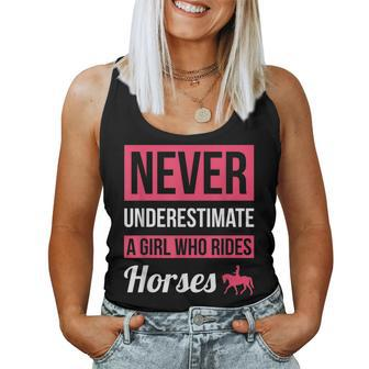 Never Underestimate A Girl Who Rides Horses Horse For Bird Lovers Women Tank Top | Mazezy