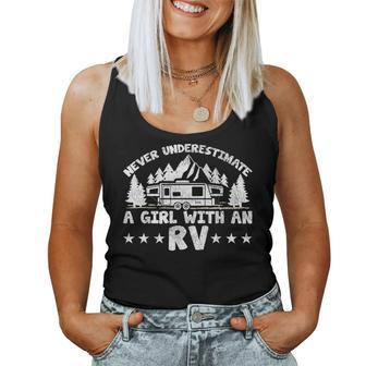Never Underestimate A Girl With An Rv Camping Women Tank Top - Monsterry AU