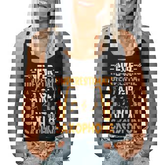 Never Underestimate A Girl With A Saxophone Saxaphone Player Women Tank Top | Mazezy