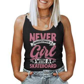 Never Underestimate A Girl With A Skateboard Skateboarder Women Tank Top - Monsterry AU