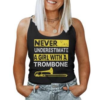 Never Underestimate A Girl With A Trombone Player Trombone Women Tank Top | Mazezy