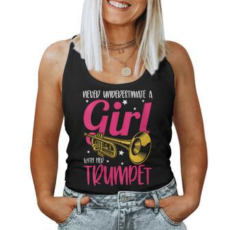 Never Underestimate A Girl With Her Trumpet Marching Band Women Tank Top - Thegiftio