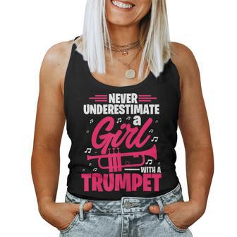 Never Underestimate A Girl With A Trumpet Trumpeter Music Women Tank Top - Monsterry