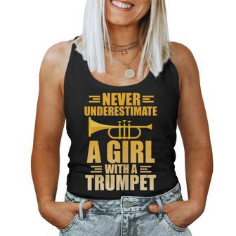 Never Underestimate A Girl With A Trumpet Trumpeter Player Women Tank Top - Monsterry UK
