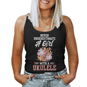 Never Underestimate A Girl With A Ukulele Women Tank Top | Mazezy