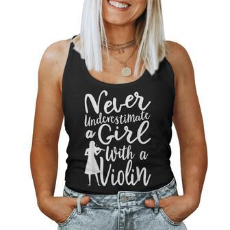 Never Underestimate A Girl With A Violin Cool Quote Women Tank Top - Seseable