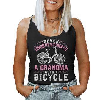 Never Underestimate A Grandma With A Bicycle Cyclist Women Tank Top - Monsterry AU