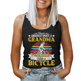 Never Underestimate A Grandma With A Bicycle Vintage Women Tank Top | Mazezy