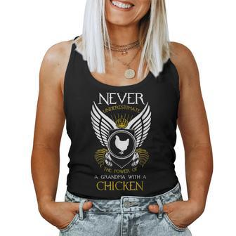 Never Underestimate Grandma Chicken Lover Farm Ladie For Grandma Women Tank Top | Mazezy