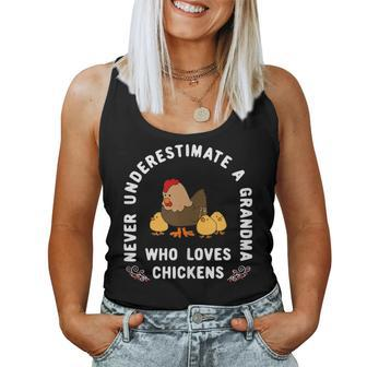 Never Underestimate A Grandma Who Loves Chickens Women Tank Top - Monsterry AU