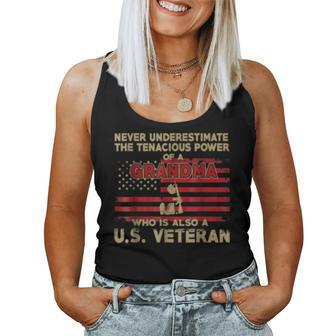 Never Underestimate Grandma Who Is Also A Us Veteran Veteran Women Tank Top | Mazezy