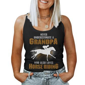 Never Underestimate Grandpa Who Is Also Loves Horse Riding Women Tank Top | Mazezy
