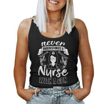 Never Underestimate A Nurse With A Gun For Nurse Women Tank Top | Mazezy