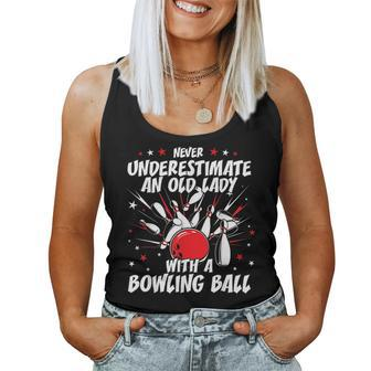 Never Underestimate An Old Lady Bowling Ball Grandma T For Grandma Women Tank Top | Mazezy