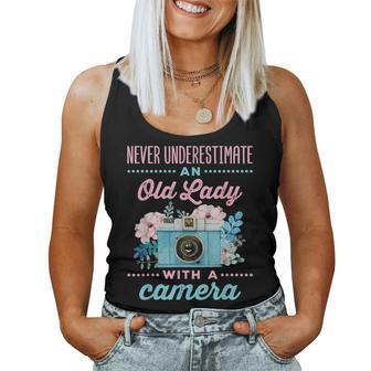 Never Underestimate An Old Lady With A Camera Photographer Women Tank Top | Mazezy