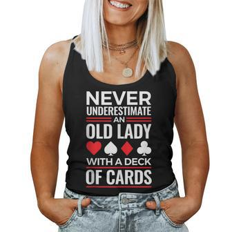 Never Underestimate An Old Lady With A Deck Of Cards Women Tank Top - Thegiftio UK