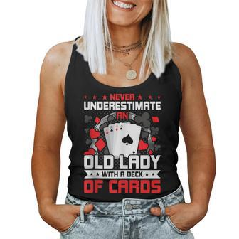 Never Underestimate An Old Lady With Deck Of Cards Women Tank Top - Monsterry