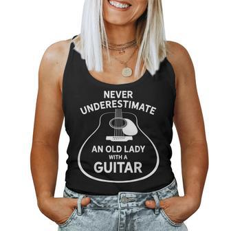 Never Underestimate An Old Lady With A Guitar Guitar Women Tank Top | Mazezy