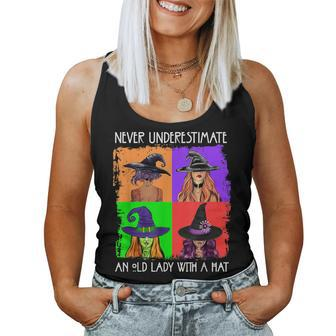 Never Underestimate An Old Lady With A Hat Basic Witch Women Tank Top | Mazezy