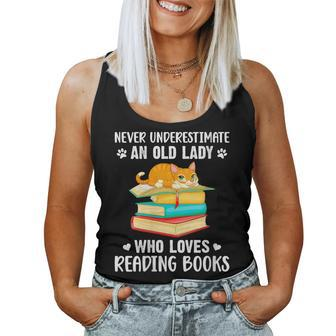 Never Underestimate An Old Lady Who Loves Reading Books Cat Women Tank Top - Monsterry AU