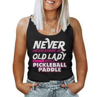Never Underestimate Old Lady Pickleball Paddle Grandma Women Tank Top | Mazezy