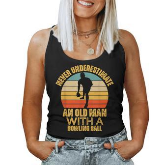 Never Underestimate An Old Man With A Bowling Ball Women Tank Top | Mazezy
