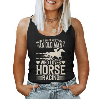 Never Underestimate An Old Man Horse Racing Jockey Women Tank Top | Mazezy