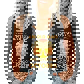 Never Underestimate Old Man Loves Beer Was Born In October Old Man Women Tank Top | Mazezy