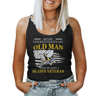 Never Underestimate An Old Man Navy Seabee Veteran Veteran Women Tank Top | Mazezy