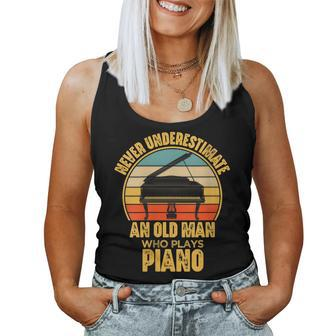 Never Underestimate An Old Man Who Plays Piano Pianist Women Tank Top - Seseable