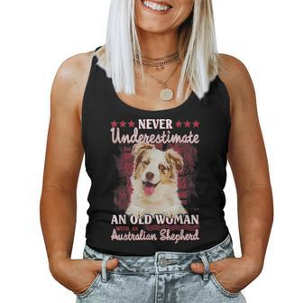 Never Underestimate An Old Woman With A Australian Shepherd Women Tank Top | Mazezy