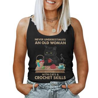 Never Underestimate An Old Woman With Cats Crochet Skills Women Tank Top - Seseable