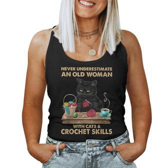 Never Underestimate Old Woman With Cats And Crochet Skills Women Tank Top - Thegiftio UK